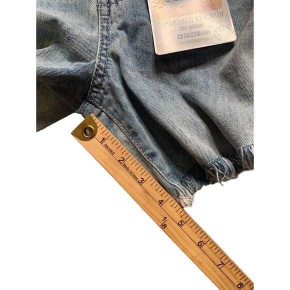 Rewash Denim Jean Shorts 3/26 Wedge Midi Vintage High Rise Light Blue NWT 3501 - Picture 7 of 11